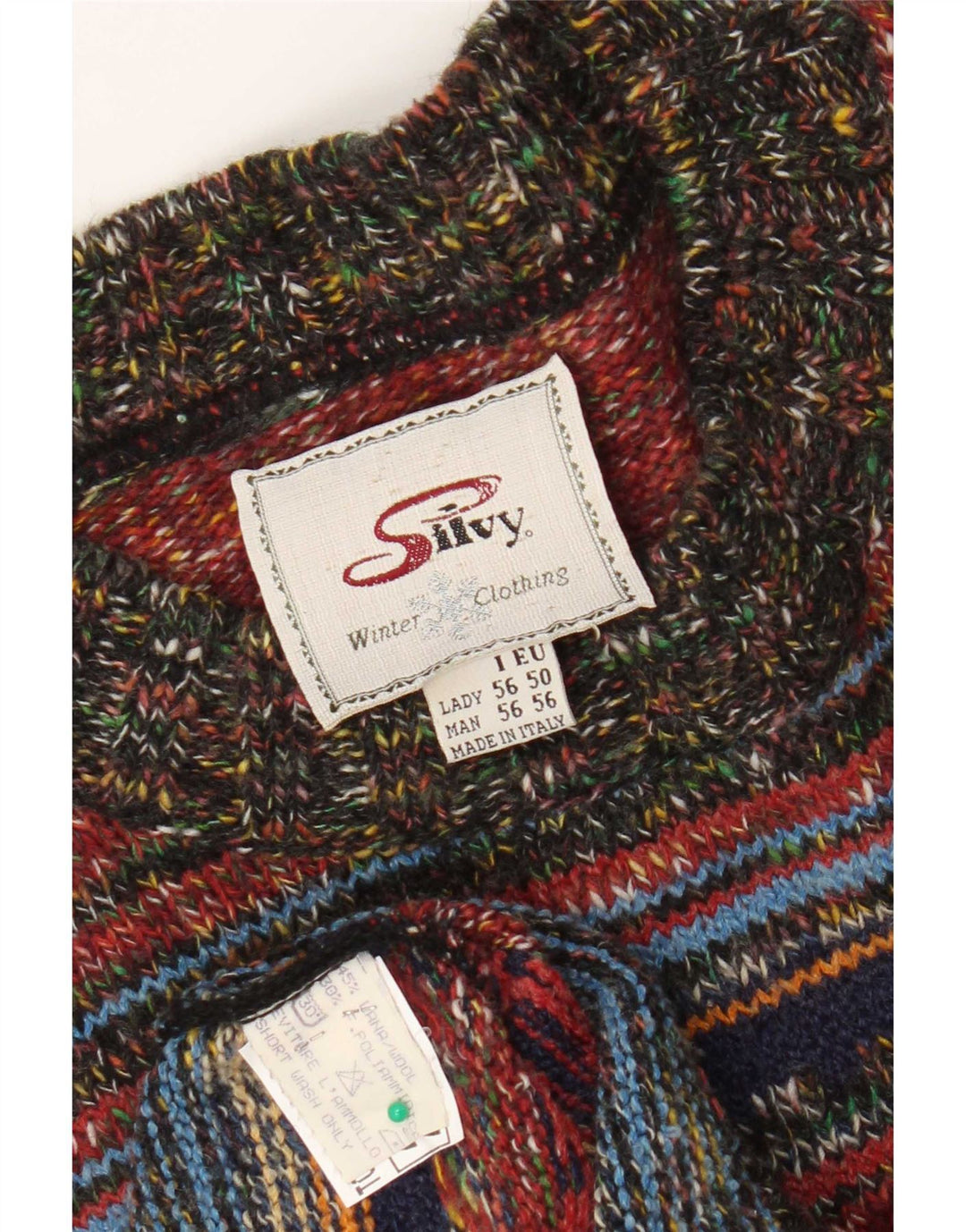 Silvy Jersey de cuello redondo para hombre IT 56 2XL Lana a rayas multicolor