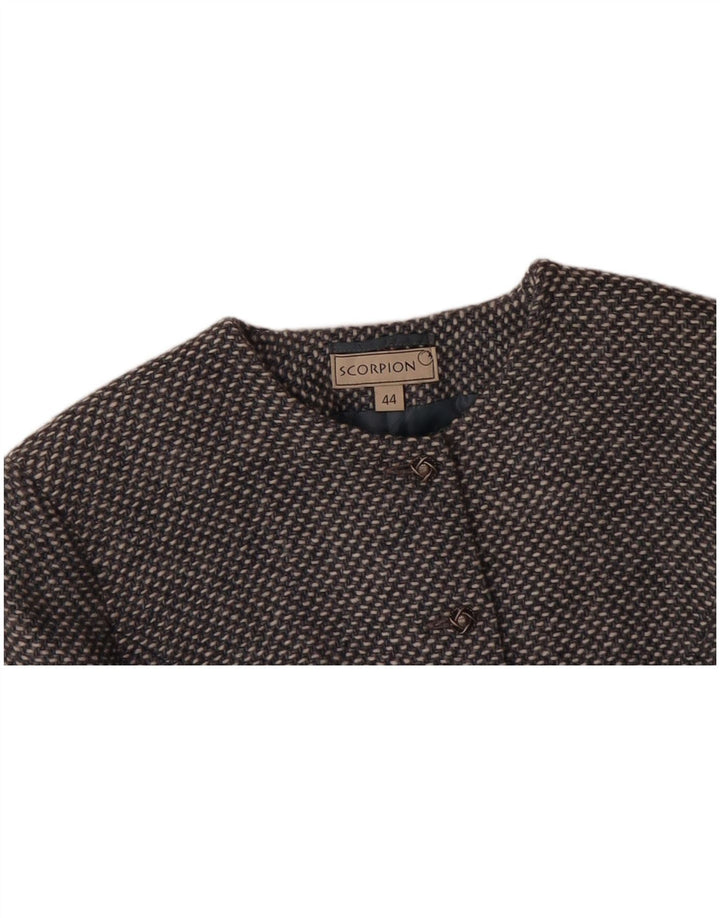 SCORPION Womens Crop 5 Button Blazer Jacket IT 44 Medium Grey Flecked Wool