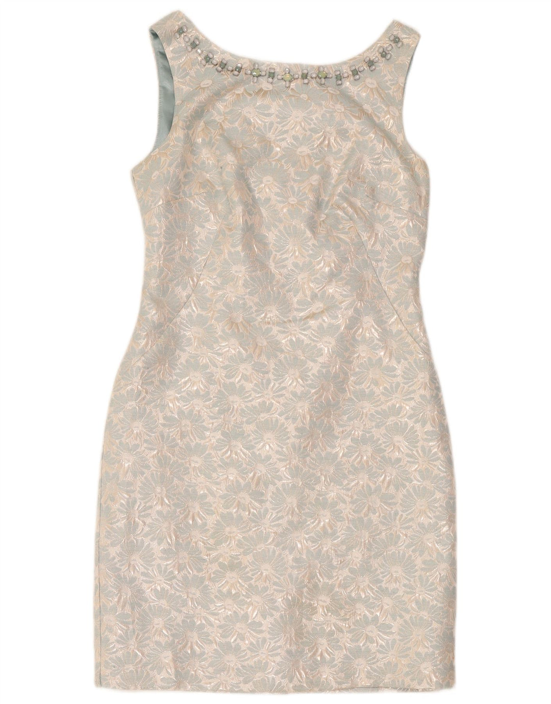 Monsoon Vestido tubo sin mangas para mujer UK 40 Poliéster floral azul medio