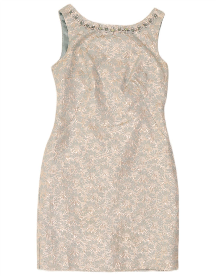 Monsoon Vestido tubo sin mangas para mujer UK 40 Poliéster floral azul medio