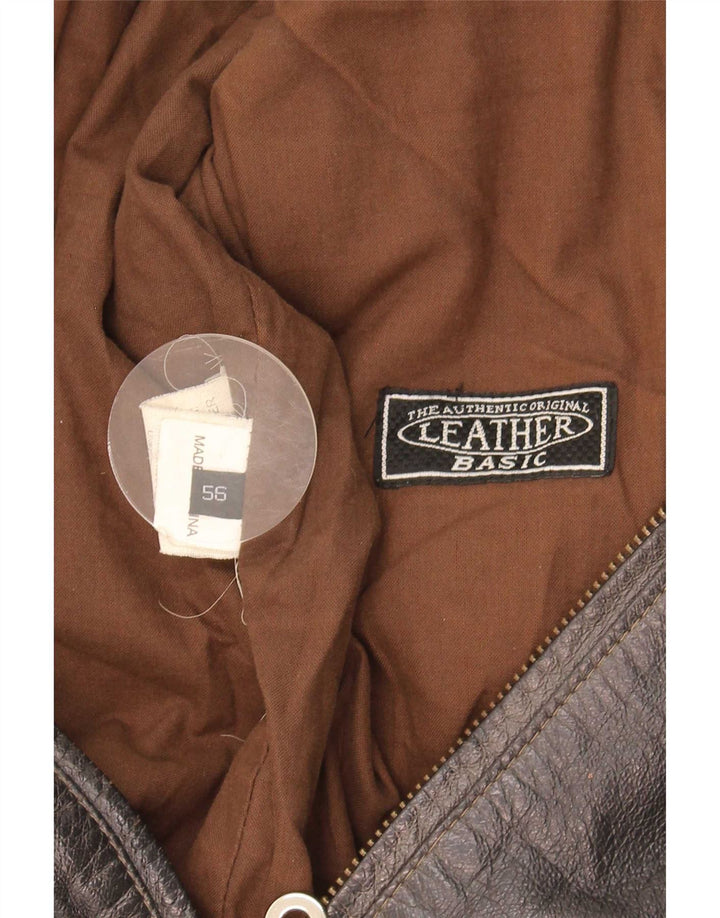 Chaqueta de cuero militar vintage para hombre IT 56 3XL Marrón