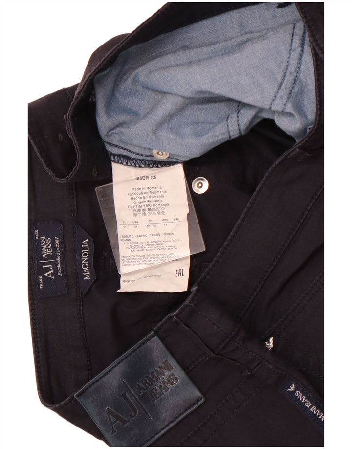 ARMANI Mujer Magnolia Pantalones Casuales Rectos W31 L28 Algodón Azul Marino