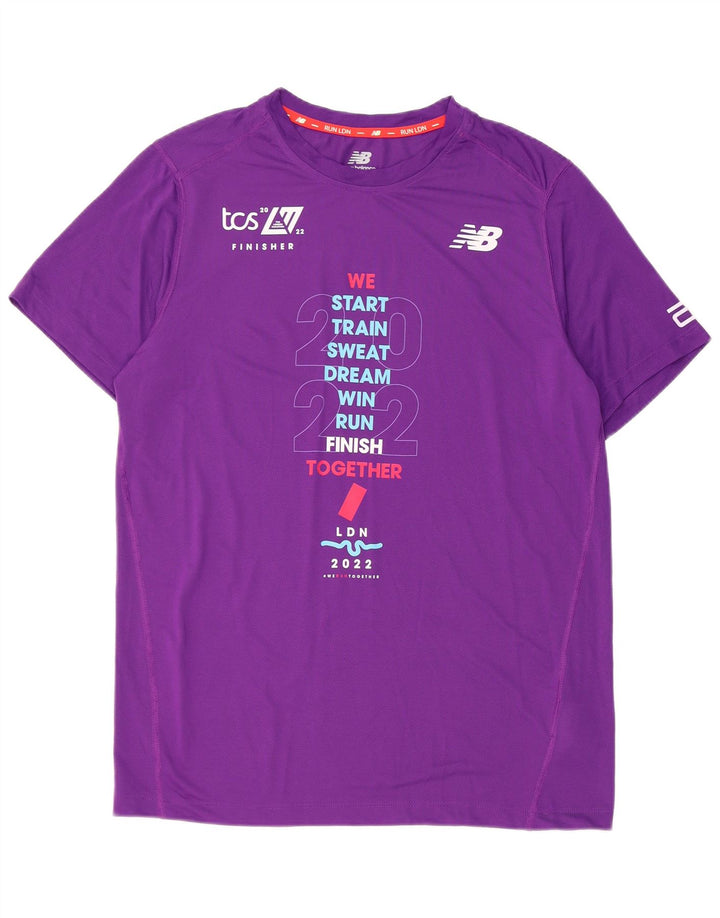 New Balance Hombre Camiseta Gráfica Top Poliéster Morado Medio