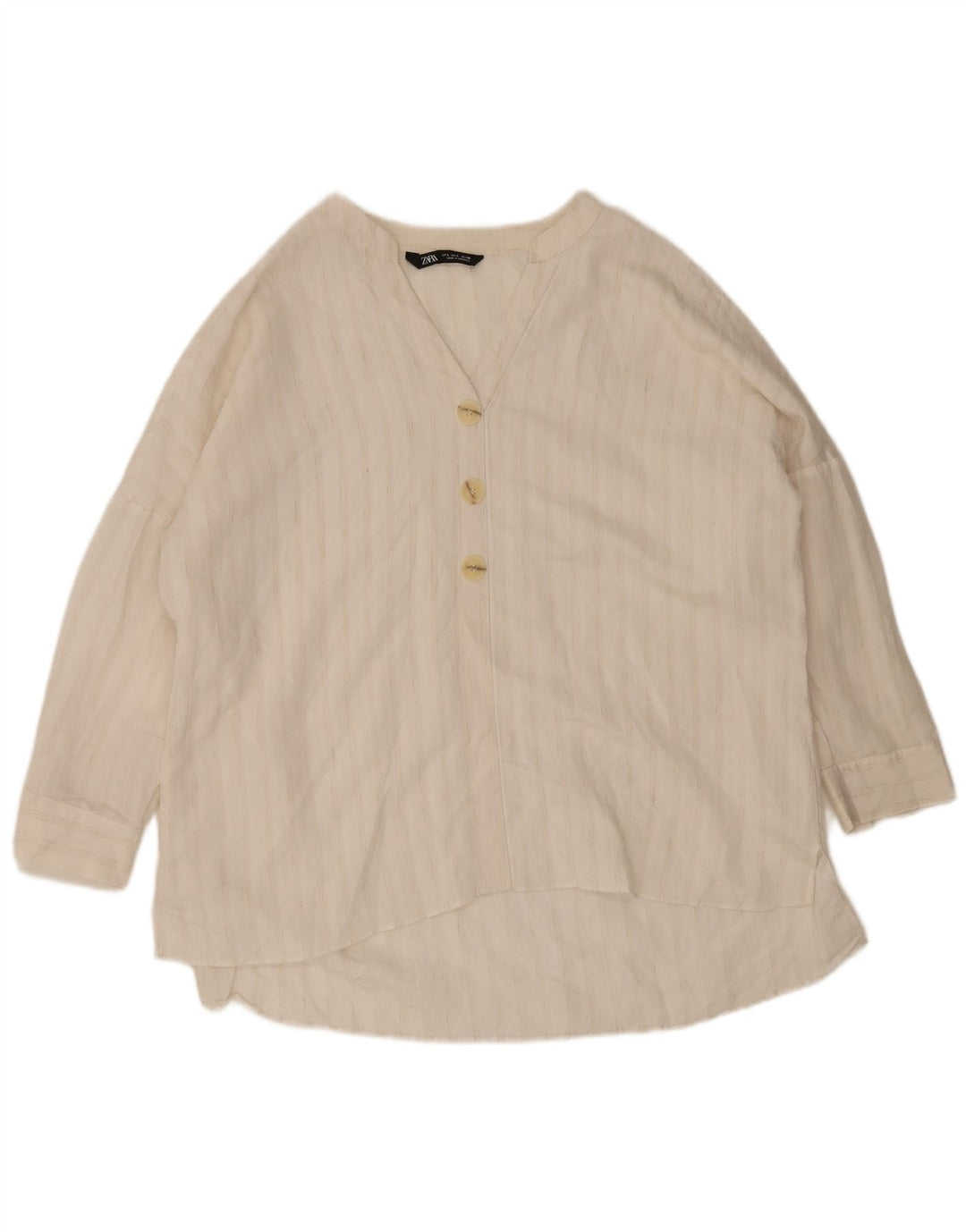Zara Blusa extragrande de manga 3/4 para mujer UK 46 Grande Blanco a rayas