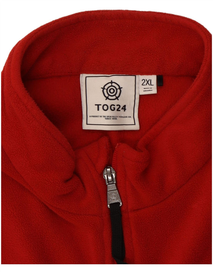 TOG 24 Jersey de forro polar con cuello y cremallera para hombre 2XL Poliéster rojo