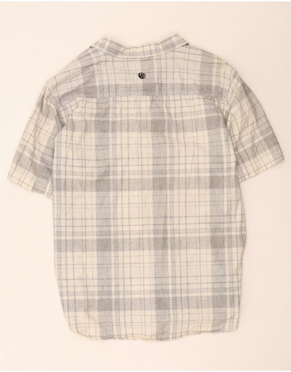 Camisa de manga corta para hombre Fat Face XL de algodón a cuadros gris