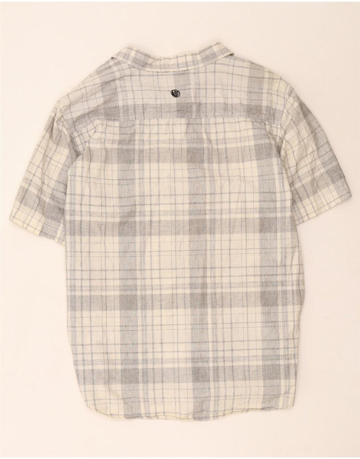 Camisa de manga corta para hombre Fat Face XL de algodón a cuadros gris
