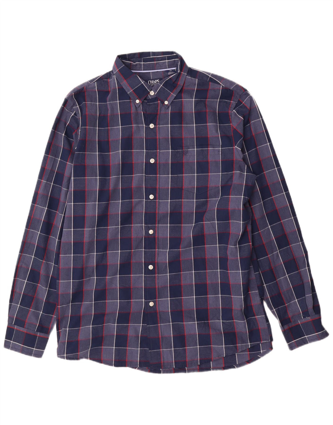 Chaps Camisa de fácil cuidado para hombre de algodón a cuadros azul marino grande