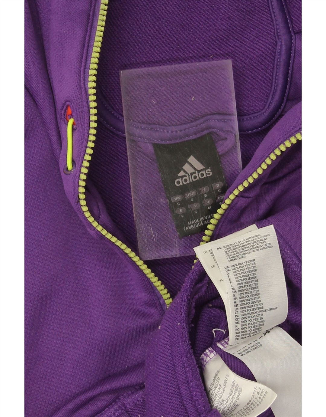 ADIDAS Mens Graphic Zip Hoodie Sweater Small Purple Polyester