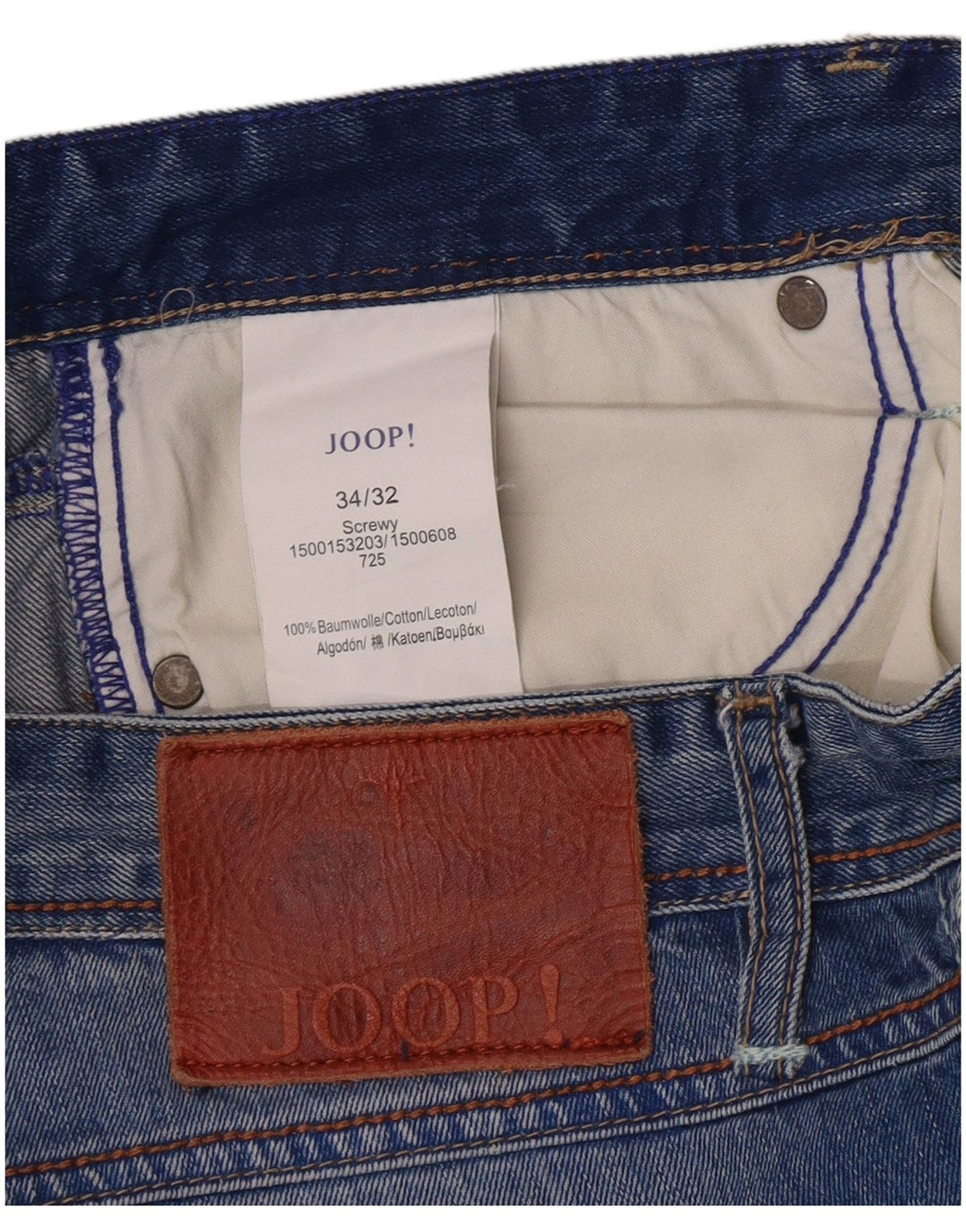 Vaqueros Joop Hombre Cónicos W34 L30 Algodón Azul