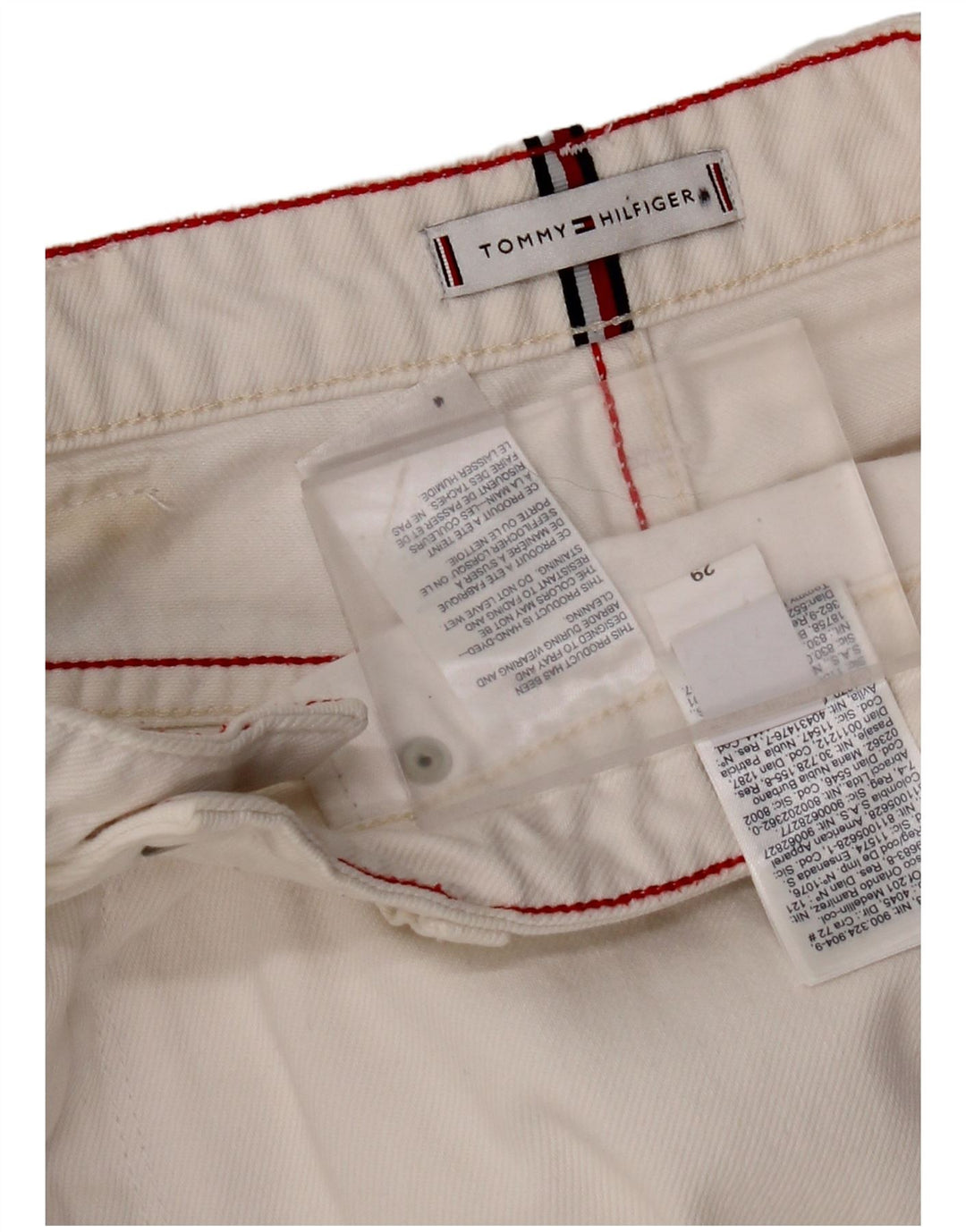 TOMMY HILFIGER Vaqueros rectos desgastados para mujer W29 L28 Algodón blanco