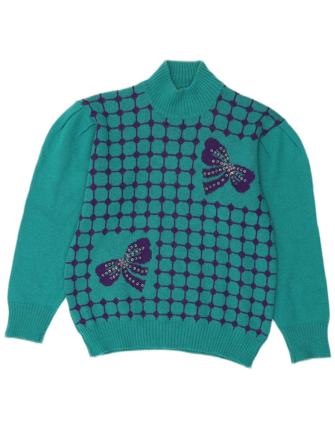 Sara Valentino - Jersey con cuello alto para mujer, talla 40, color verde medio