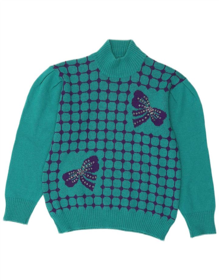 Sara Valentino - Jersey con cuello alto para mujer, talla 40, color verde medio