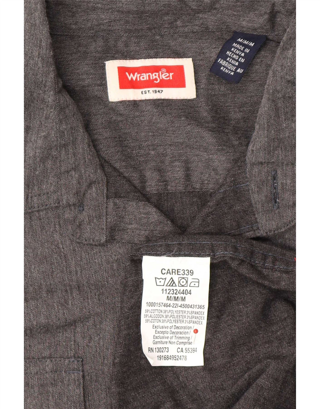 Camisa Wrangler Hombre Algodón Gris Medio