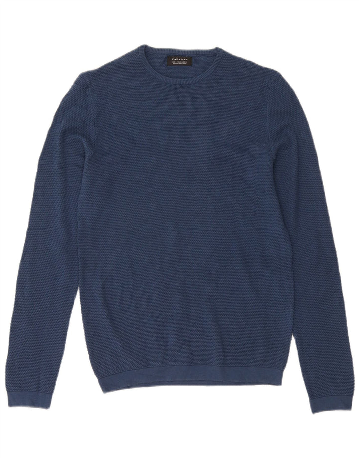 Zara Hombre Jersey De Cuello Redondo Jersey Pequeño Azul Marino