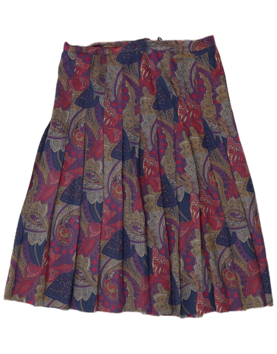 Falda plisada vintage para mujer W32 Paisley multicolor grande