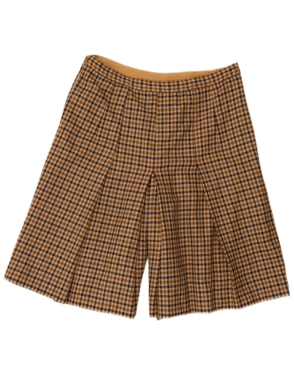 Pantalones cortos casuales vintage de cintura alta para mujer W30 pata de gallo marrón medio