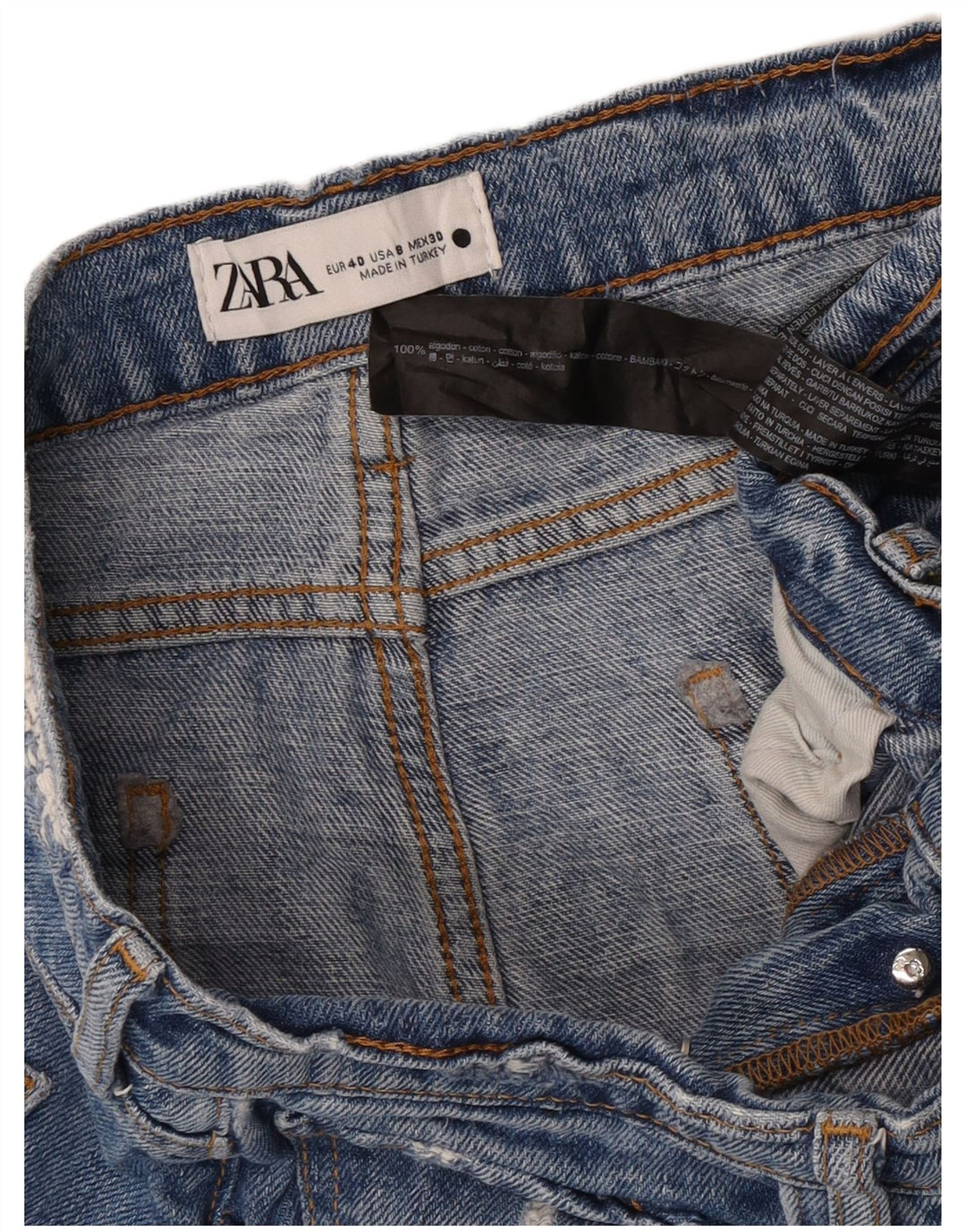 Zara Jeans Rectos Mujer EU 40 Medium W30 L26 Algodón Azul