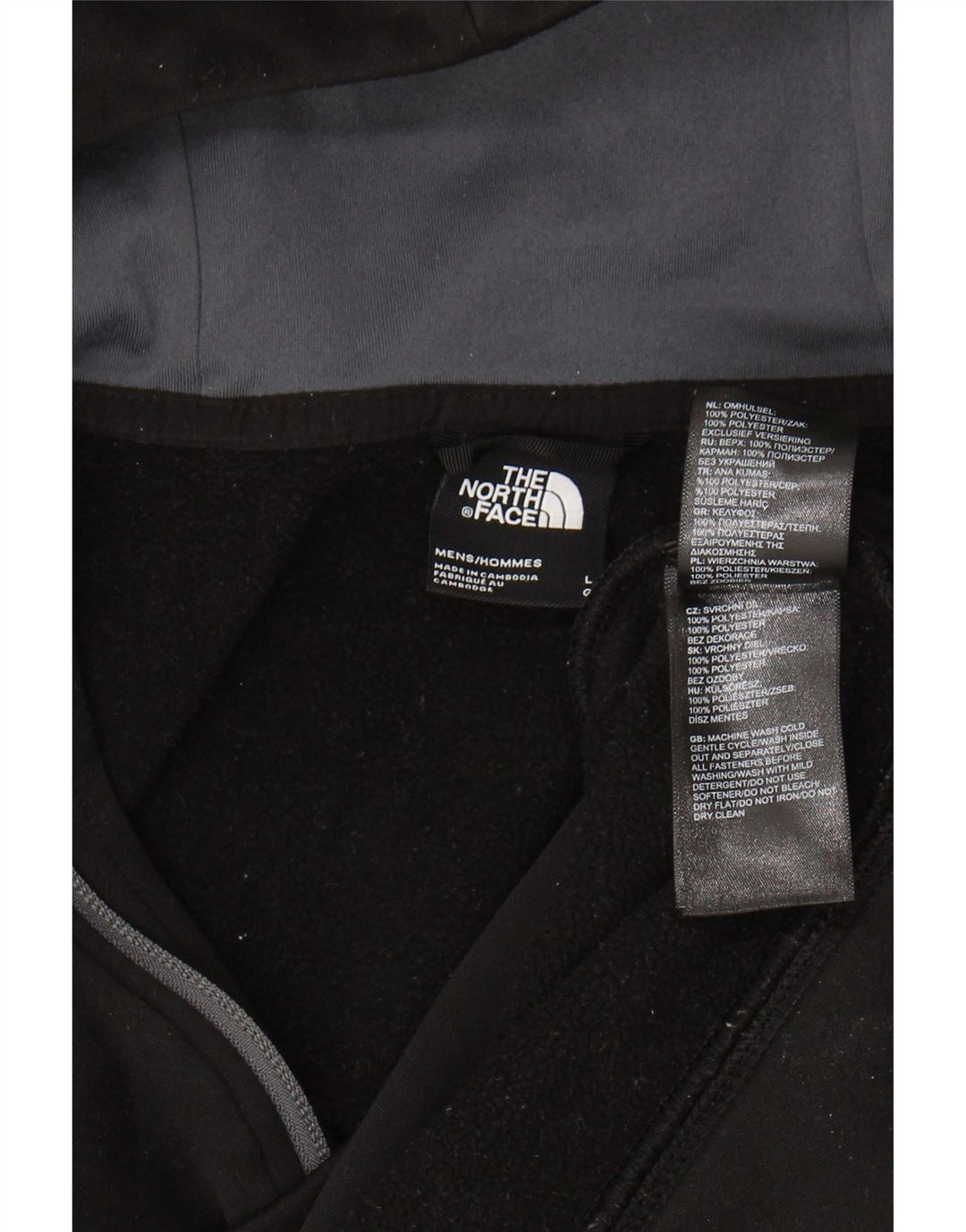 The North Face Jersey con capucha y cuello con cremallera para hombre, poliéster negro grande