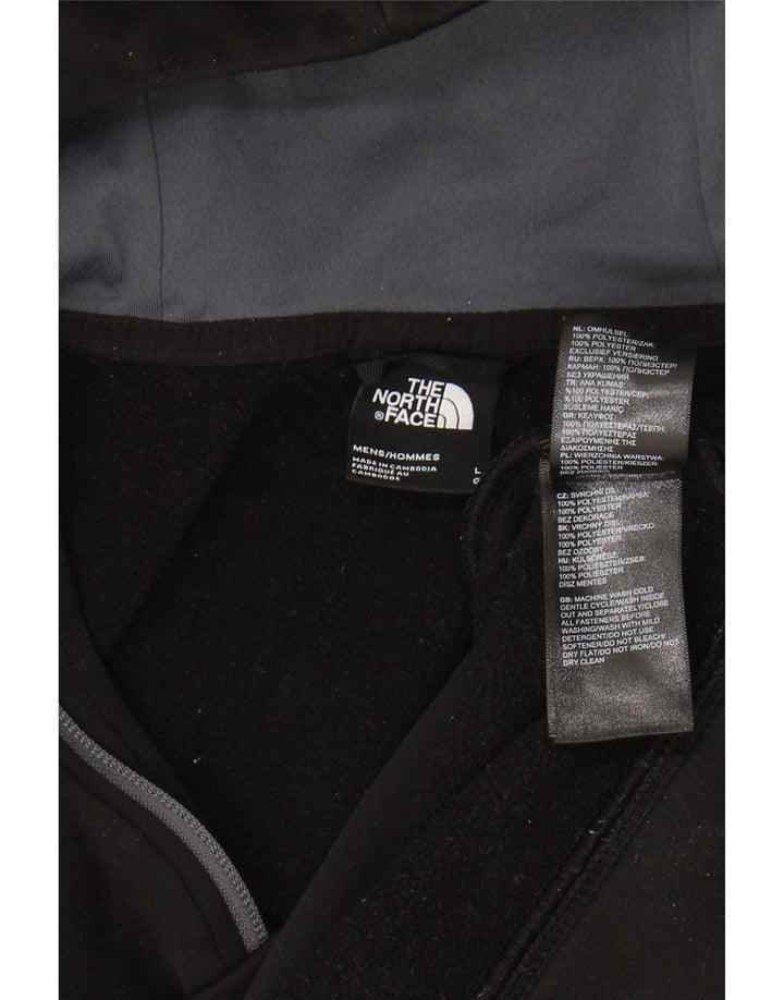 The North Face Jersey con capucha y cuello con cremallera para hombre, poliéster negro grande