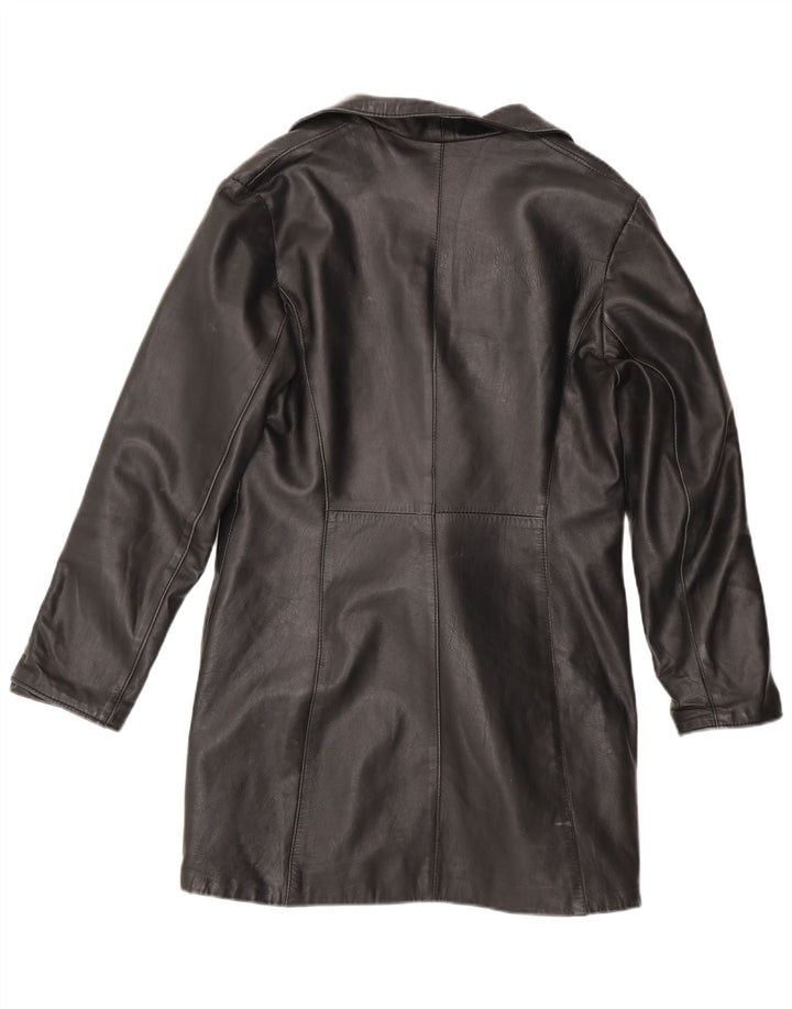 Abrigo de cuero vintage para mujer IT 46 Cuero negro grande