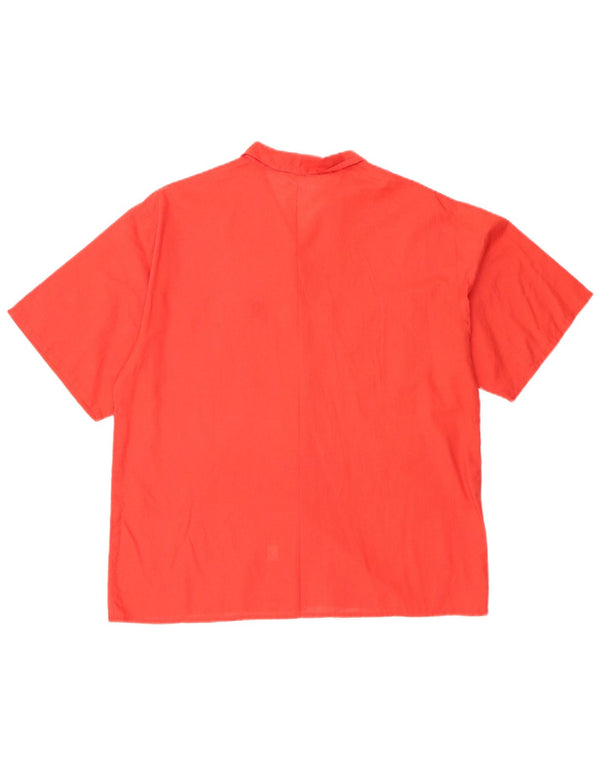 Camisa vintage de manga corta para mujer IT 46 Algodón rojo grande