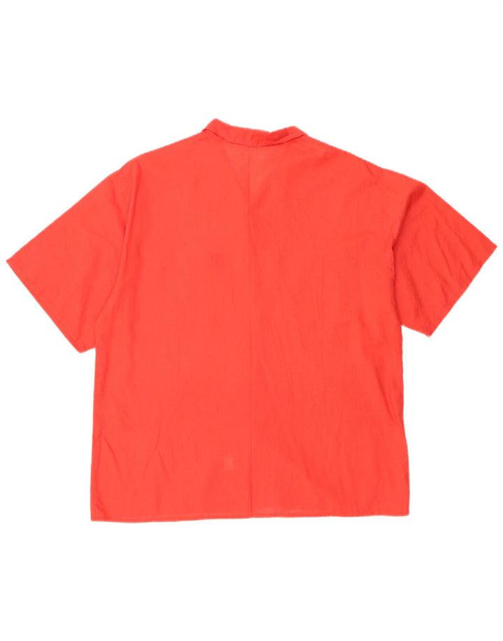 Camisa vintage de manga corta para mujer IT 46 Algodón rojo grande