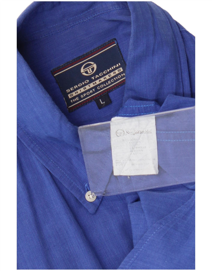 Sergio Tacchini Camisa Manga Corta Hombre Algodón Azul Grande