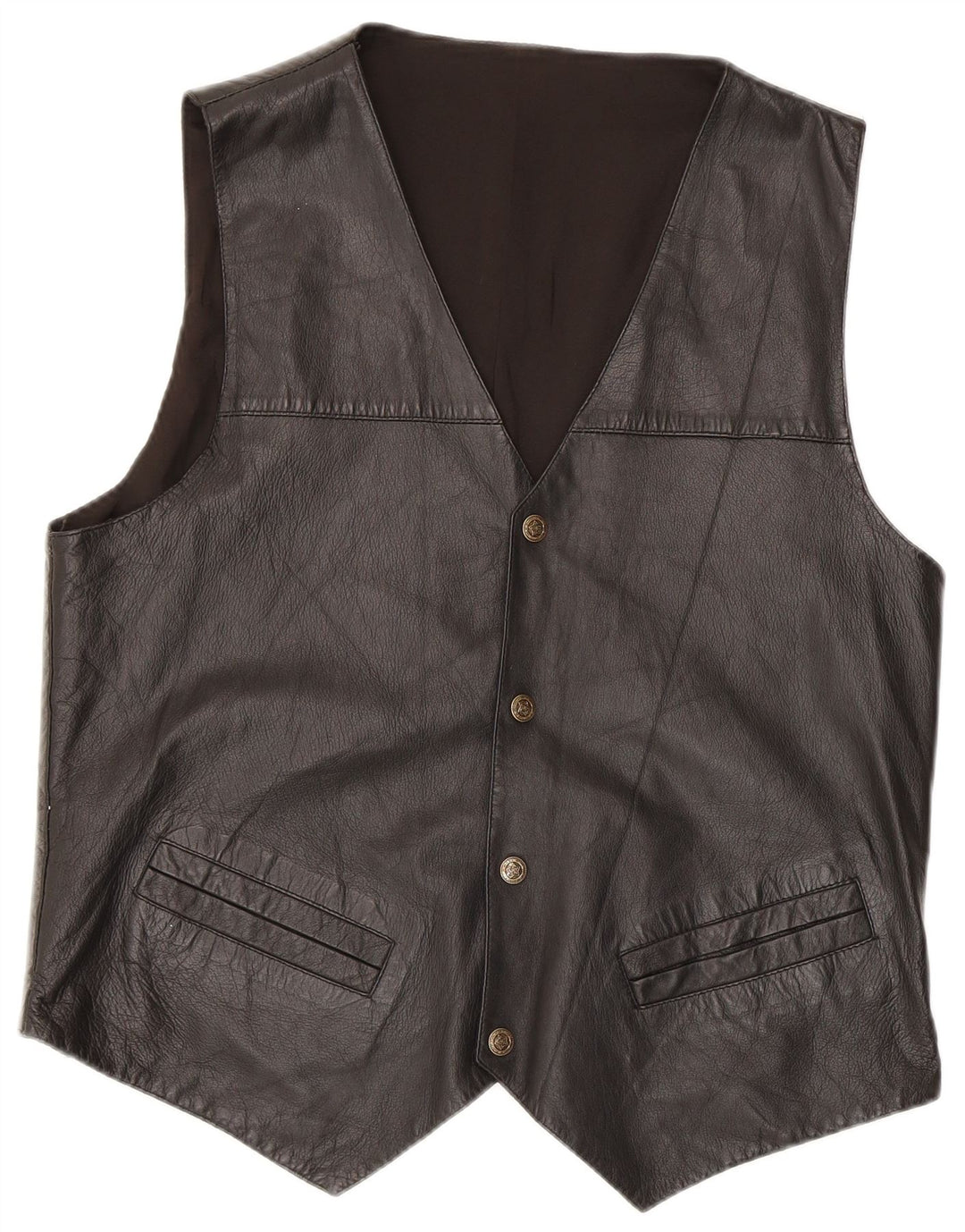 Chaleco de cuero vintage para hombre medio negro
