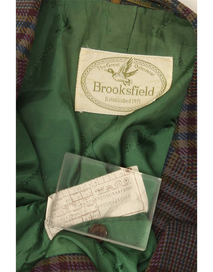 Brooksfield Chaqueta tipo blazer de 2 botones para hombre IT 52 XL Lana a cuadros marrón