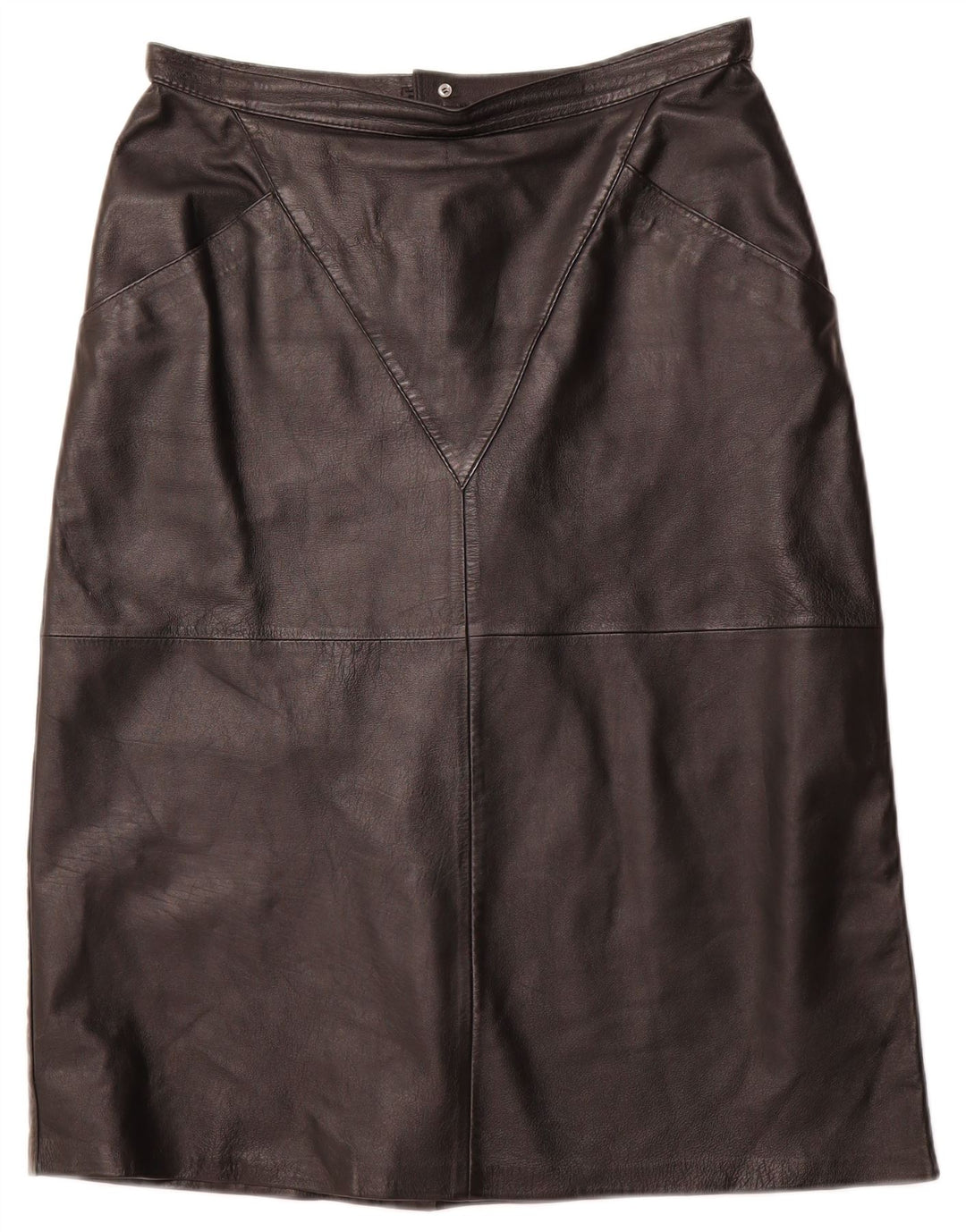 VINTAGE Falda de cuero para mujer IT 44 Mediana W32 Negro