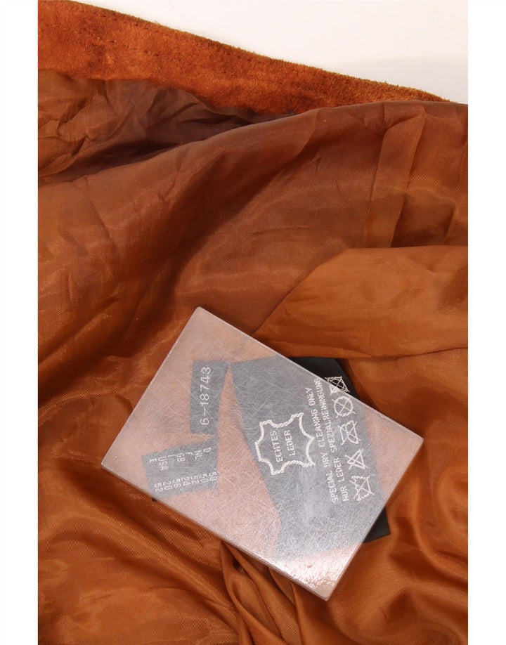 VINTAGE Chaleco de ante para mujer Reino Unido 24 4XL Cuero marrón