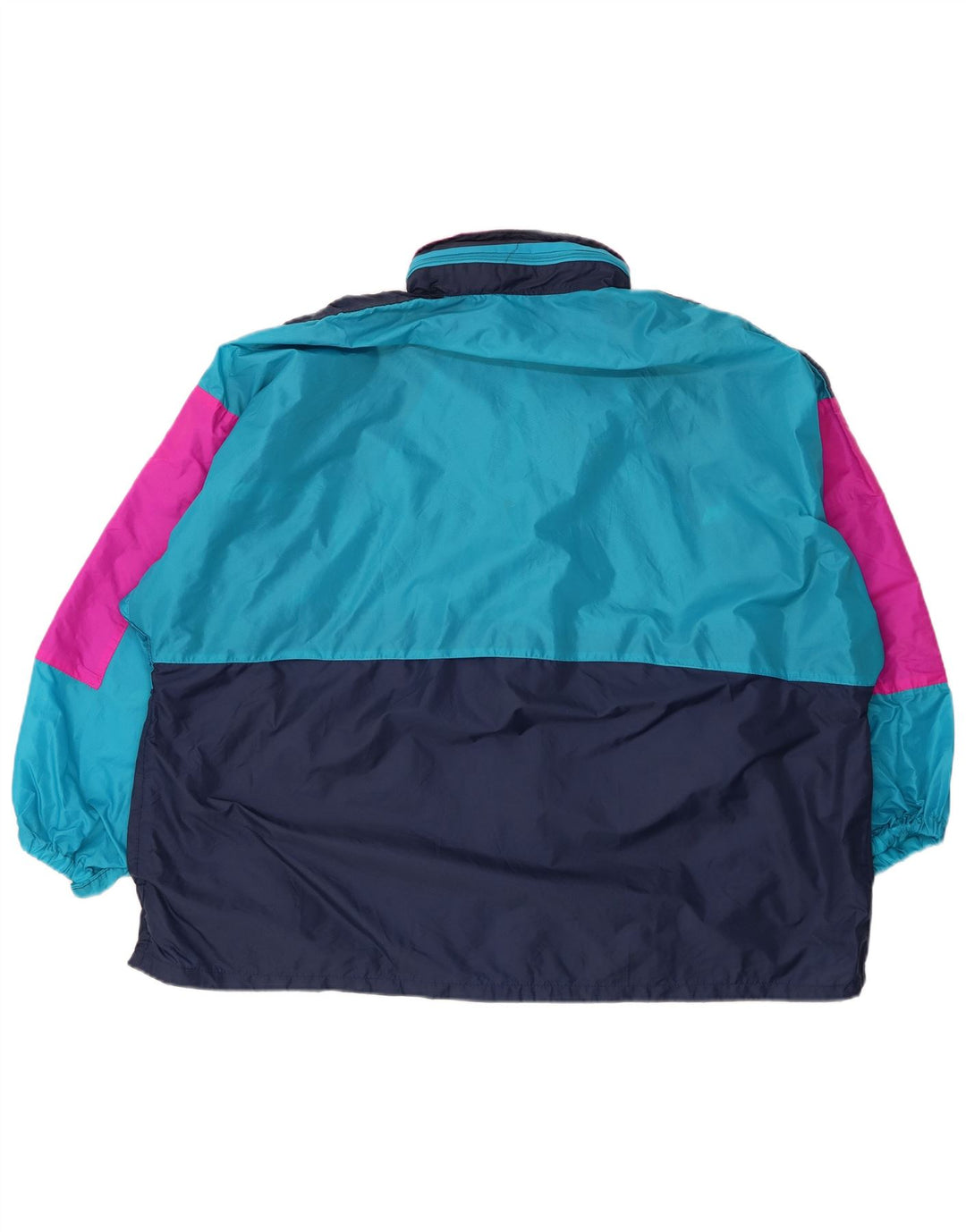 Vintage mujer chaqueta de lluvia con capucha Reino Unido 16 grande azul marino colorblock