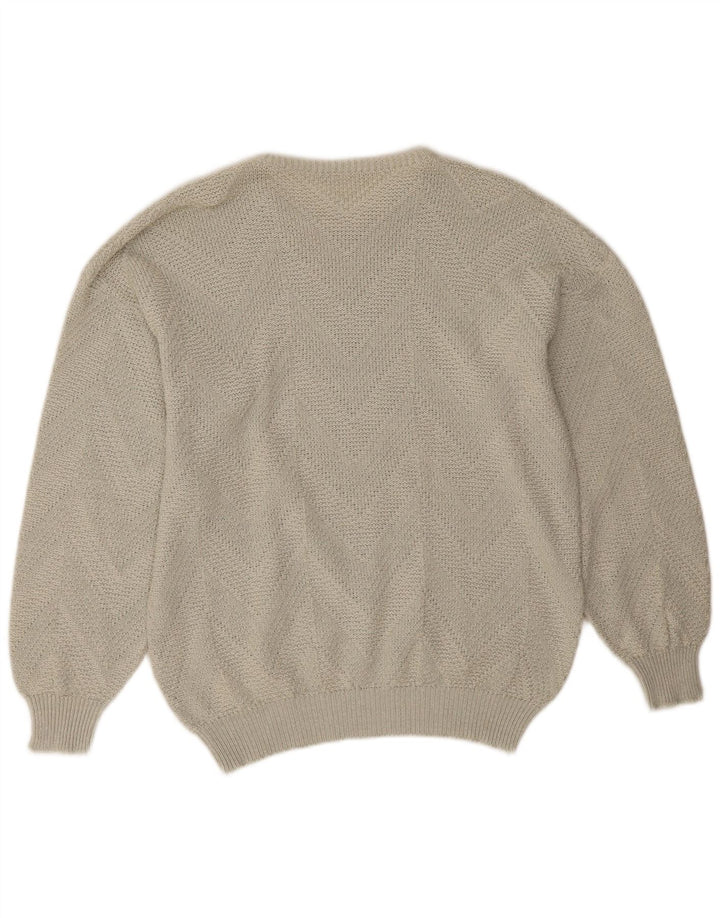 Vintage hombres cuello redondo jersey suéter grande gris