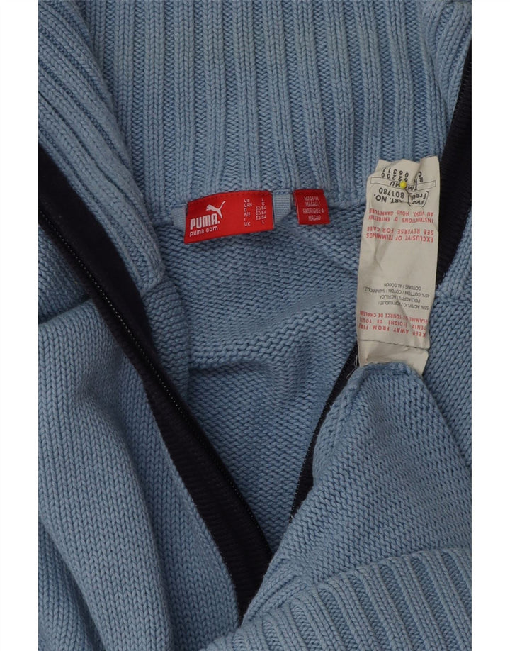Puma Cárdigan para hombre, suéter grande de acrílico azul
