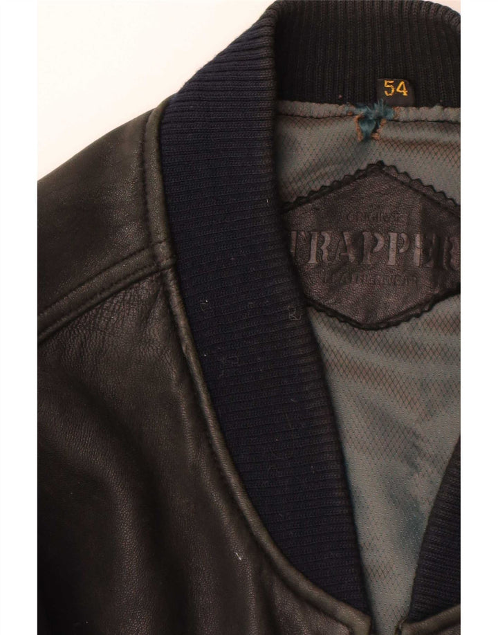 Trapper Chaqueta de cuero para hombre IT 54 2XL Negro