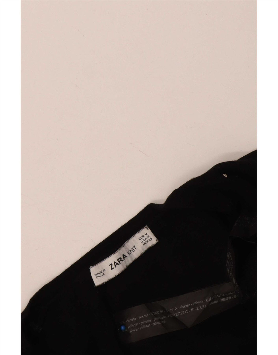Zara Mujer Bolero Jumper UK 12 Medium Viscosa Negra Manchada