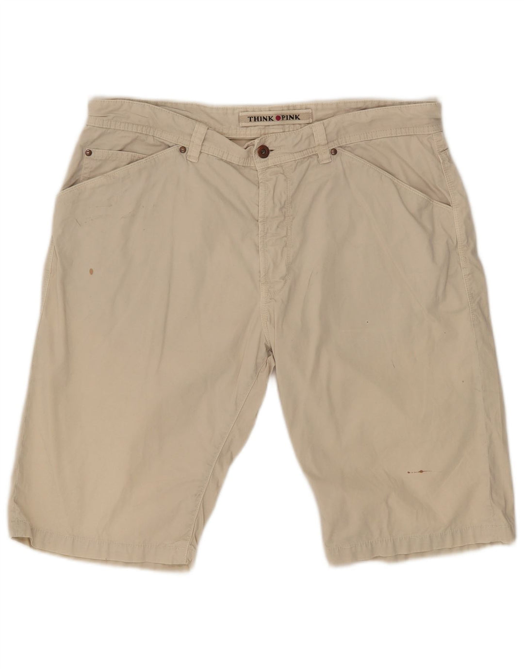 Think Pink Pantalones cortos chinos para hombre W36 Large Beige