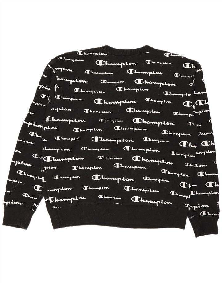 Champion Sudadera Con Estampado Gráfico Jumper De Algodón Negro Mediano