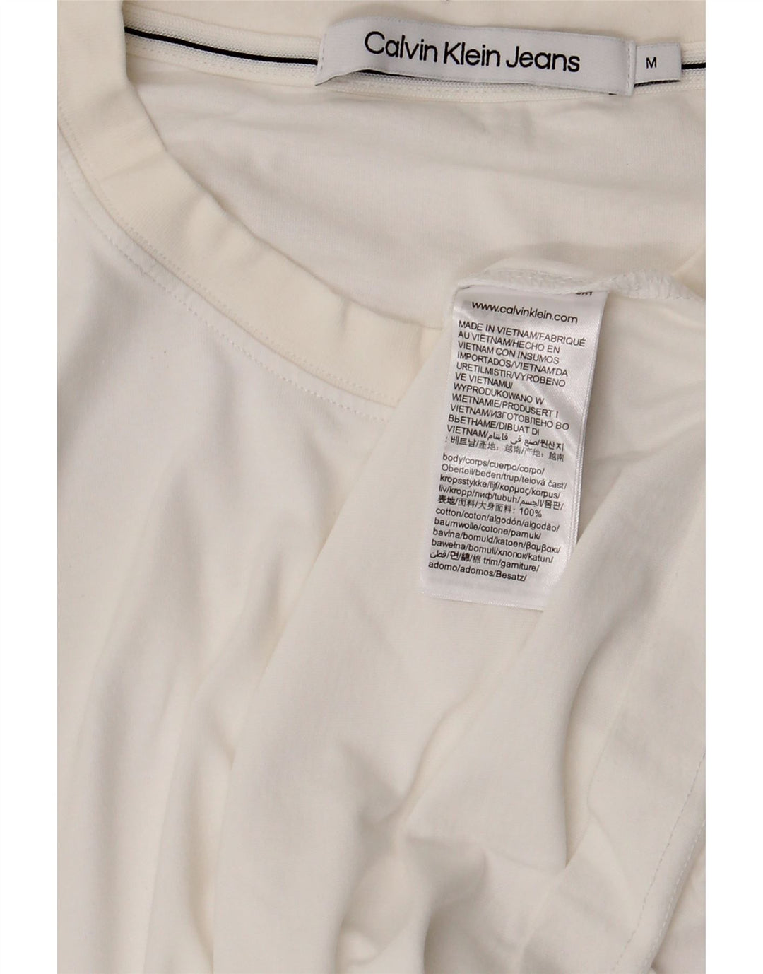 CALVIN KLEIN JEANS Camiseta gráfica para hombre Top Medium White Cotton