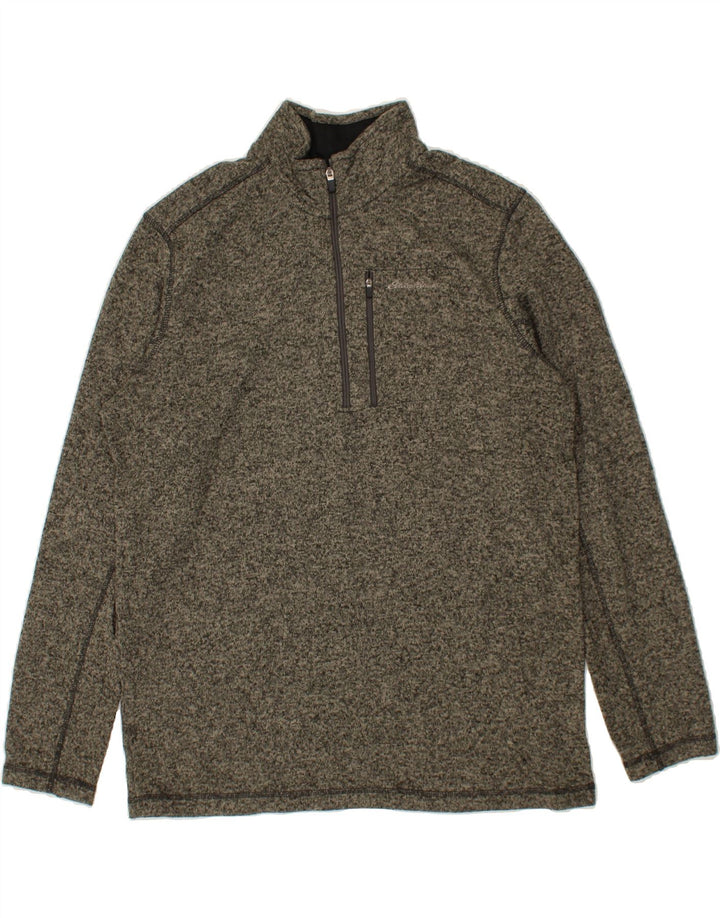 EDDIE BAUER Mens Zip Neck Sweatshirt Jumper XL Grey Polyester Vintage Eddie Bauer and Second-Hand Eddie Bauer from Messina Hembry 