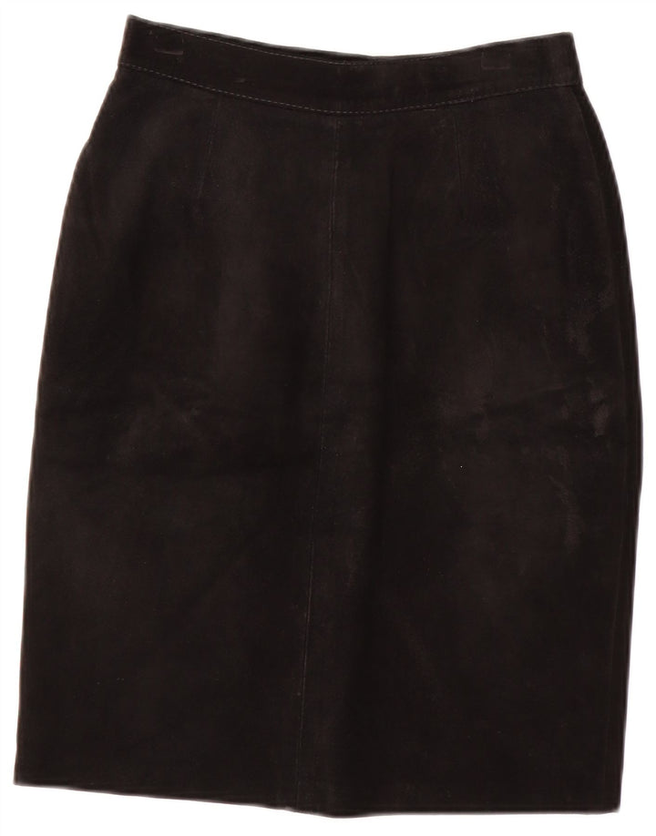 Falda de ante vintage para mujer IT 40 Pequeña W24 Negro