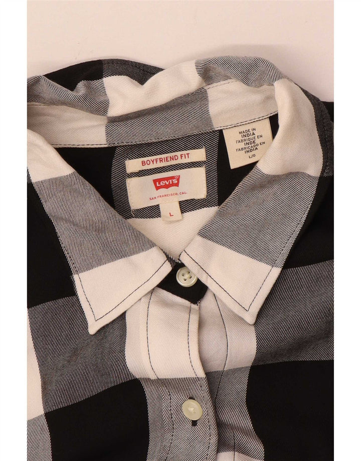 Levi's Camisa de franela Boyfriend para mujer UK 46 Large Black Gingham