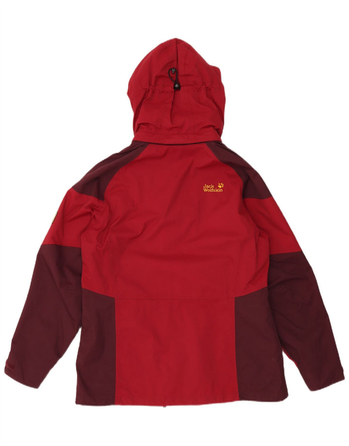 JACK WOLFSKIN Chaqueta cortavientos para mujer UK 12/14 Medium Red Colourblock