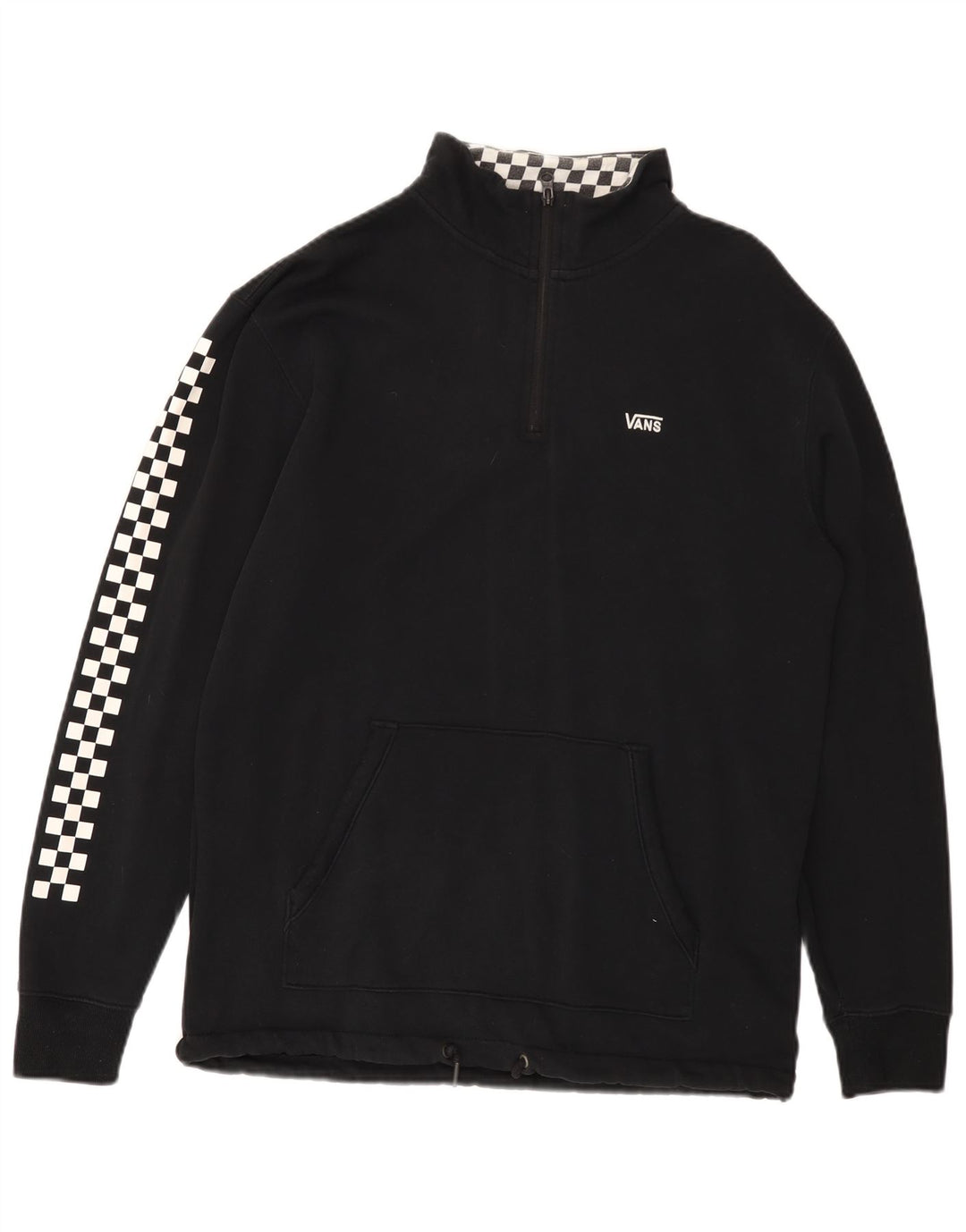 VANS Hombre Sudadera con cremallera y cuello tipo jersey de algodón geométrico negro mediano