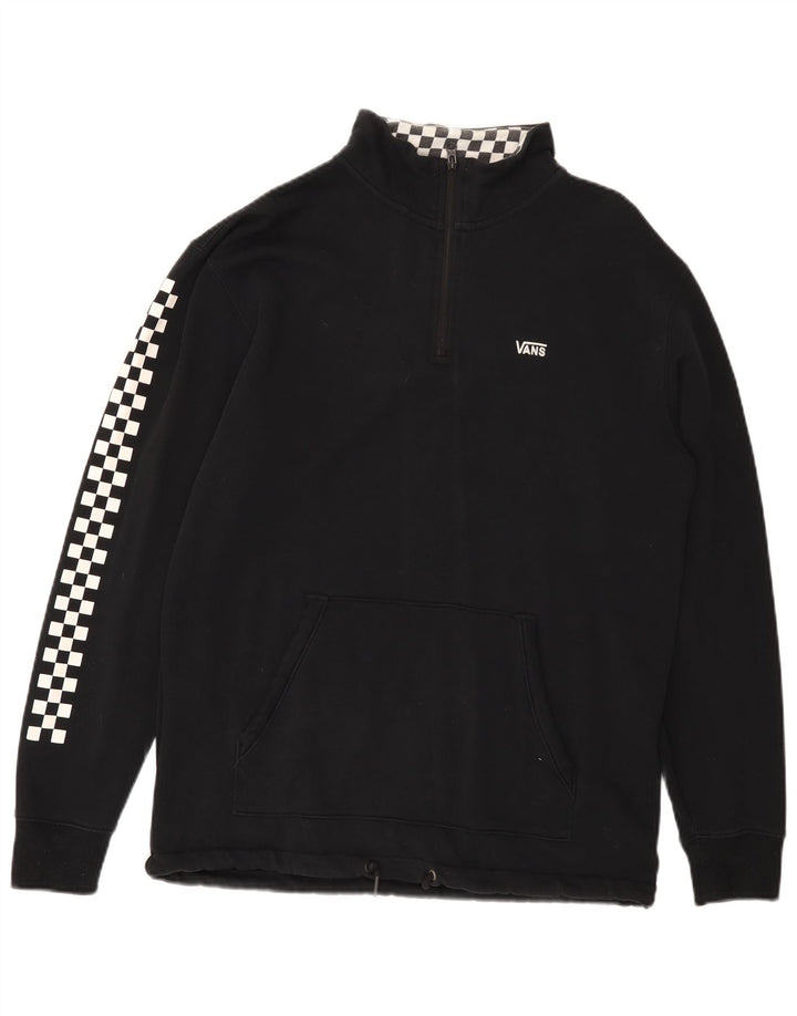 VANS Hombre Sudadera con cremallera y cuello tipo jersey de algodón geométrico negro mediano
