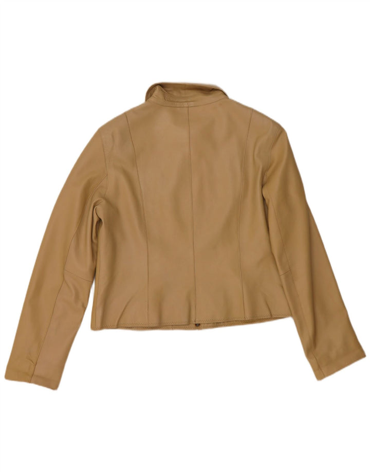 Helium Chaqueta de cuero corta para mujer Reino Unido 44 Cuero beige mediano