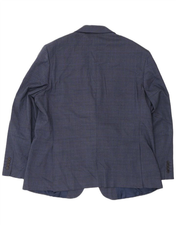 Marks & Spencer Chaqueta tipo blazer de 2 botones para hombre UK 48 2XL Pata de gallo azul