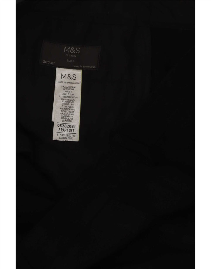 Marks & Spencer Pantalones chinos ajustados para hombre W36 L31 Poliéster negro