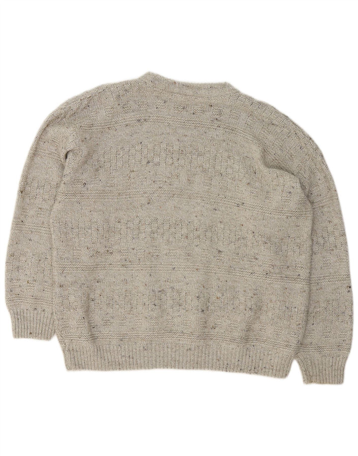 Vintage hombres cuello redondo jersey suéter grande gris